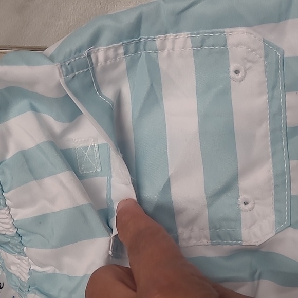 JANIE AND JACK RECYCLED STRIPED SWIM TRUNK IN AQUA STRIPE SIZE 12 - Picture 14 of 16
